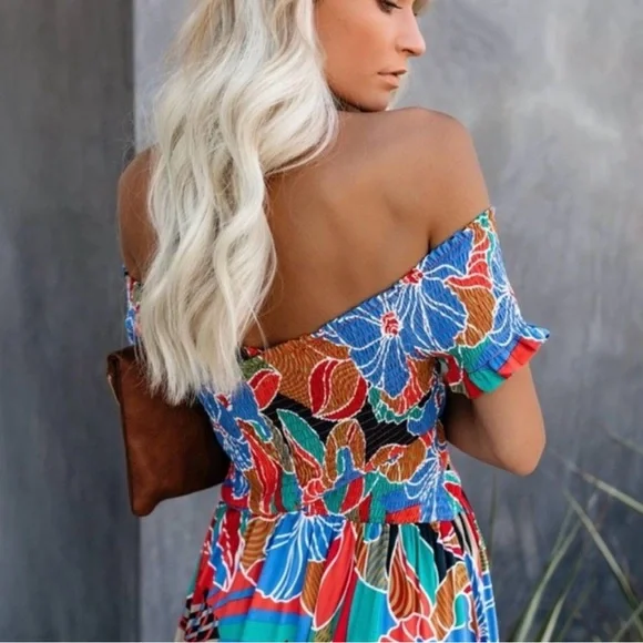 Vici off the Shoulder Multicolor Floral Dress - Picture 2 of 5